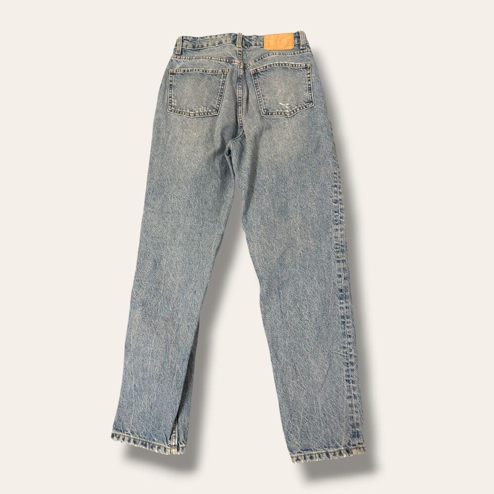 ZARA Jeans Womens 6 High Rise Light Wash Distressed Straight Leg Denim - Picture 3 of 8